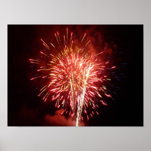 Red, White and Blue Fireworks II Patriotic Poster (Front)