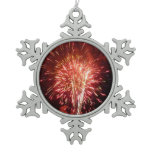 Red, White and Blue Fireworks II Patriotic Snowflake Pewter Christmas Ornament