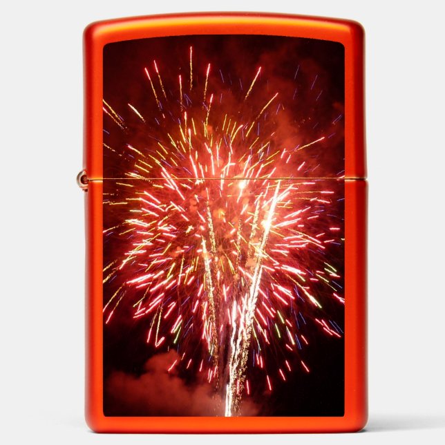 Red, White and Blue Fireworks II Patriotic Zippo Lighter (Front)