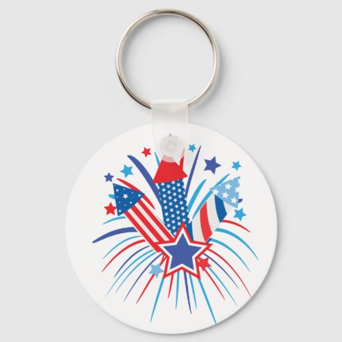 Red white and blue fireworks keychain