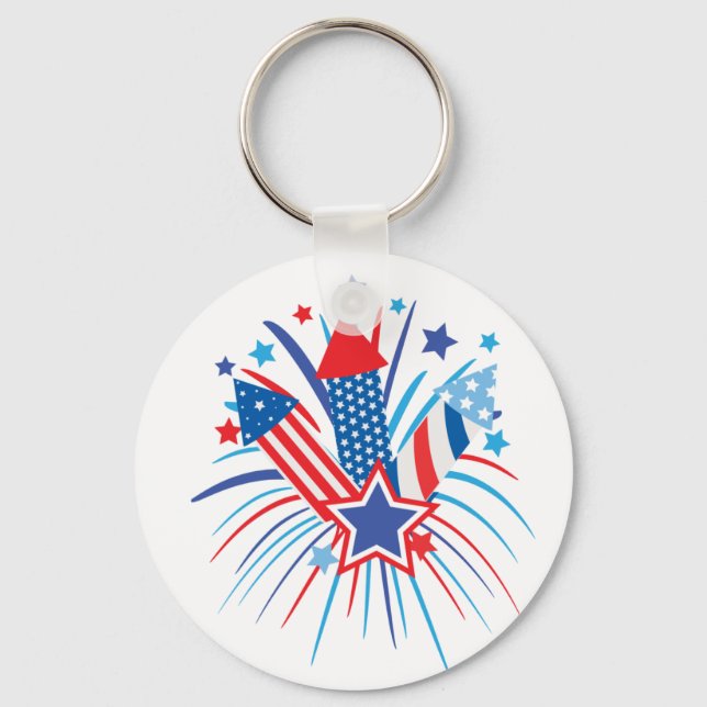 Red, white and blue fireworks keychain (Front)
