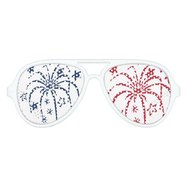 Red White and Blue Fireworks Party Sunglasses (Front)