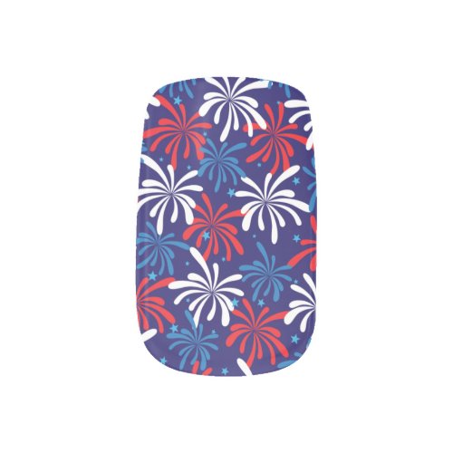 red white and blue fireworks pattern  minx nail art