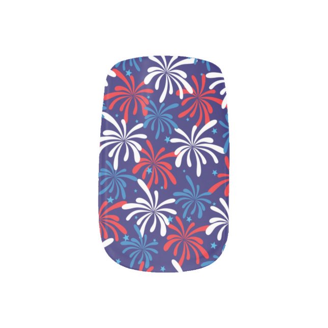 red white and blue fireworks pattern  minx nail art (Right Thumb)