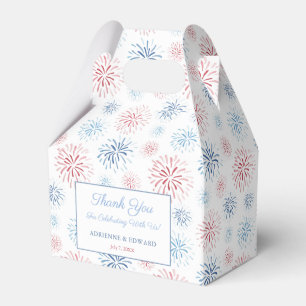 Red White And Blue Fireworks Summer Wedding Favor Boxes