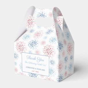 Red White And Blue Fireworks Summer Wedding Favor Boxes