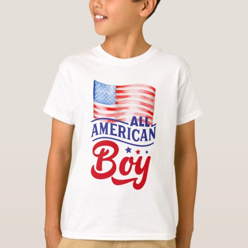 Red white and blue flag All American Boy T_Shirt