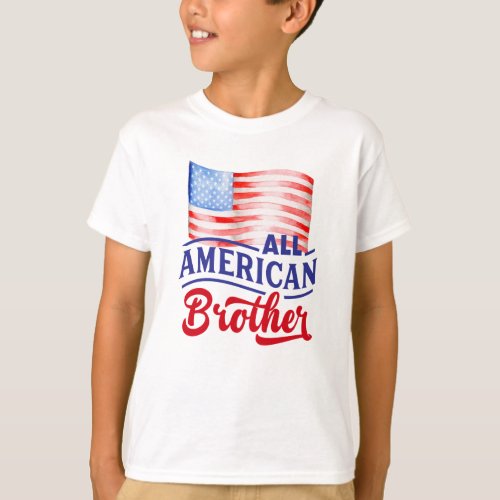 Red white and blue flag All American Brother T_Shirt