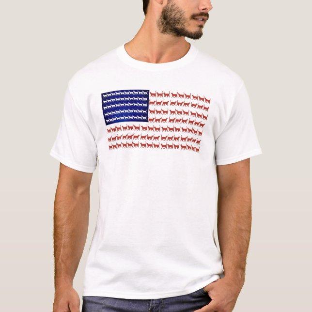 Red white and blue flag cats patriotic men t-shirt (Front)