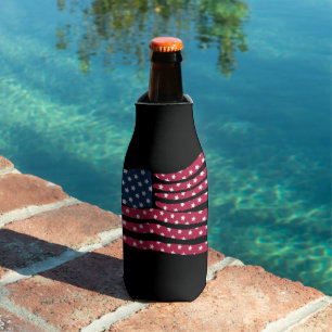 Red White And Blue Flag Design  Bottle Cooler