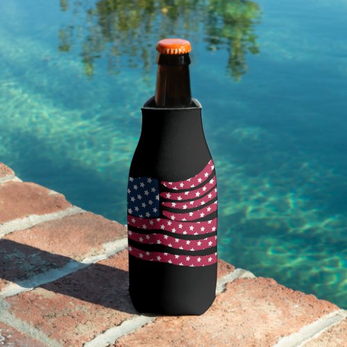 Red White And Blue Flag Design  Bottle Cooler