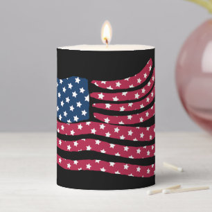 Red White And Blue Flag Design  Pillar Candle
