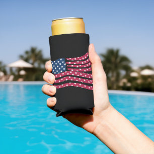 Red White And Blue Flag Design  Seltzer Can Cooler
