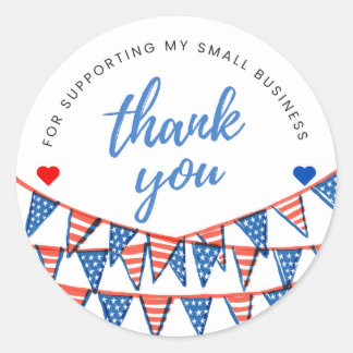 Red, White, And Blue Flag Thank You Round Sticker