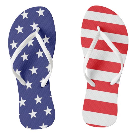 Red White and Blue Flip Flops With Stars & Stripes | Zazzle.com