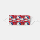 Red White and Blue Floral Adult Cloth Face Mask (Front, Folded)