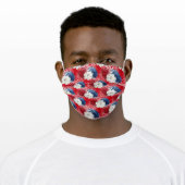 Red White and Blue Floral Adult Cloth Face Mask (Worn)