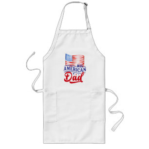 Red white and blue floral All American Dad Long Apron