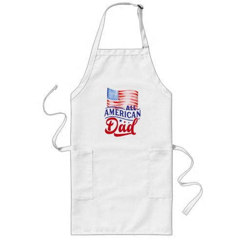 Red white and blue floral All American Dad Long Apron