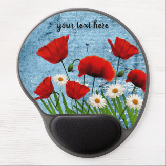 Red White and Blue Floral Gel Mouse Pad