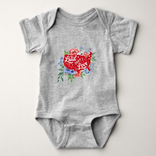 Red white and blue floral Land that I Love Baby Bo Baby Bodysuit