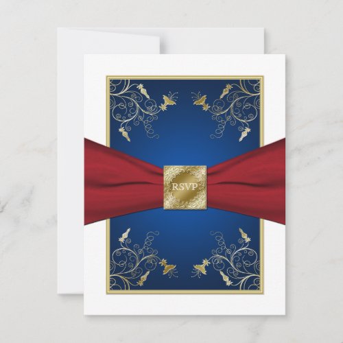 Red, White, and Blue Floral RSVP Card Custom Invite
