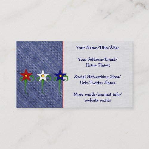Red, White, and Blue Flowers Business Card Template