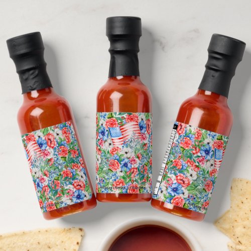 Red White And Blue Flowers Patriotic 4th Of July Hot Sauces
