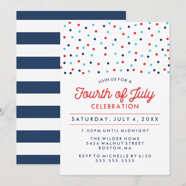 Red White and Blue | Fourth of July Celebration Invitation (Front/Back)