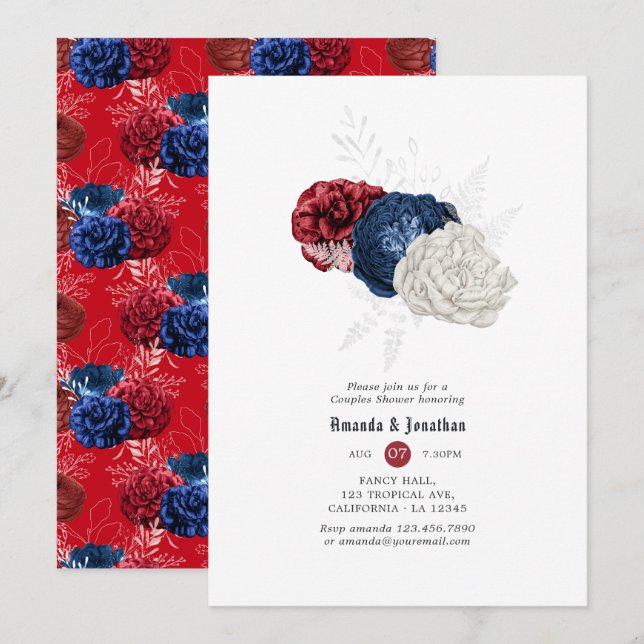 Red White and Blue Fourth of July Couples Shower Invitation (Front/Back)