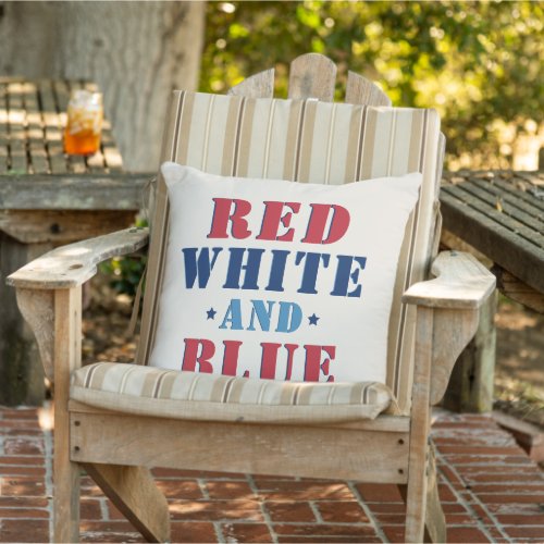 Red White and Blue Fourth of July Holiday Throw Pillow