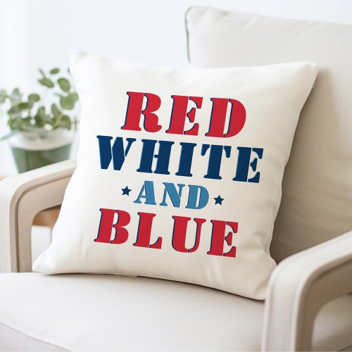 Red White and Blue Fourth of July Outdoor Pillow