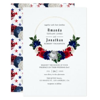 Red White and Blue Fourth of July Wedding Invitation