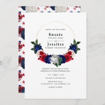 Red White And Blue Fourth Of July Wedding Invitation by partypeeps at Zazzle