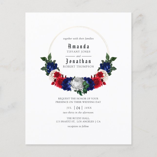 Red White and Blue Fourth of July Wedding Invite Flyer (Front)