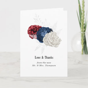 Red White and Blue Fourth of July Wedding Photo Letterpress Thank You Card
