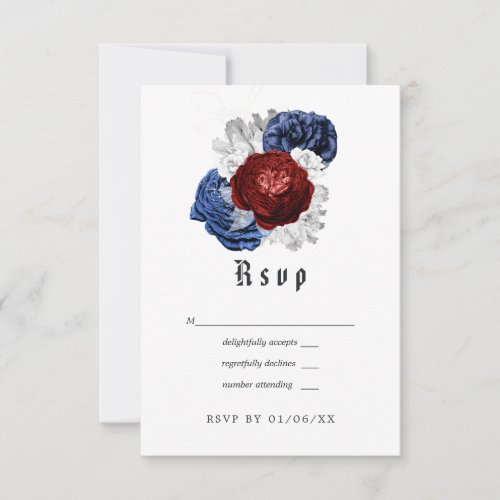 Red White and Blue Fourth of July Wedding RSVP Card