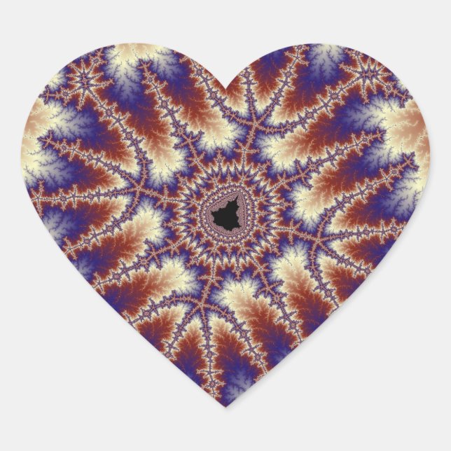 Red, White and Blue Fractal Birthday Heart Sticker (Front)