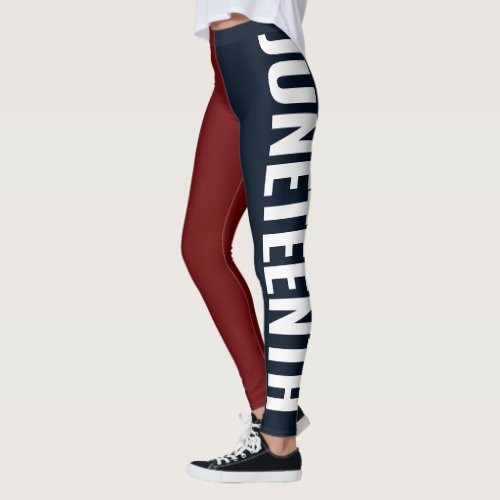 Red White and Blue Freedom Day June 19 JUNETEENTH Leggings