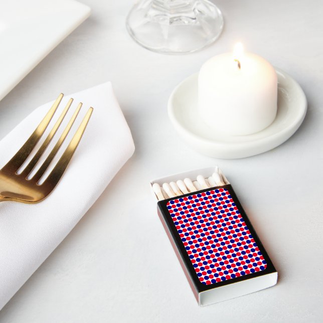 Red, White and Blue Fun, Geometric Dotted Pattern Matchboxes (Insitu)