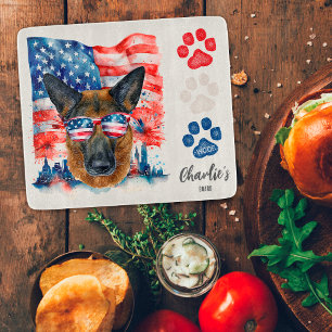 Red White and Blue Funny German Shepherd Dog Treat Cutting Board