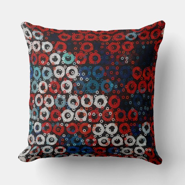 Red White and Blue Geometric Throw Pillow (Front)