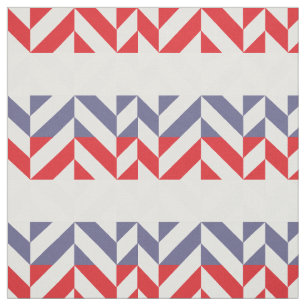 Red White and Blue Geometric ZigZag Fabric