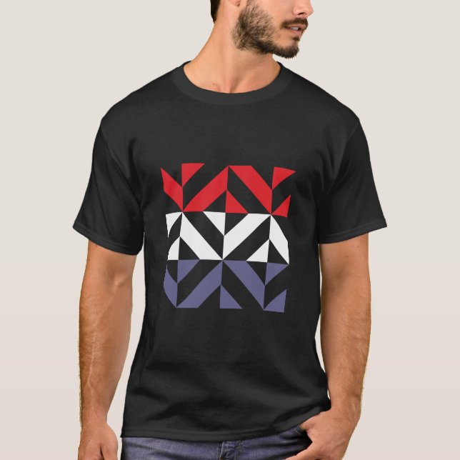 Red White and Blue Geometric ZigZag T-Shirt (Front)