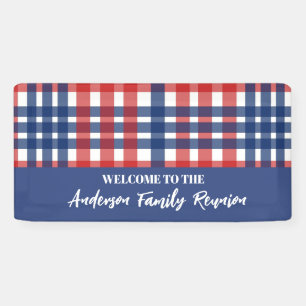 Red, White and Blue Gingham Family Reunion Banner