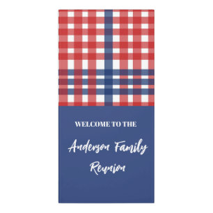 Red, White and Blue Gingham Family Reunion Door Sign