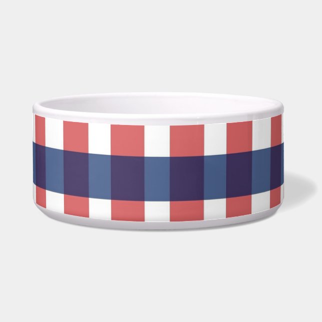 Red White and Blue Gingham Plaid Bowl (Front)