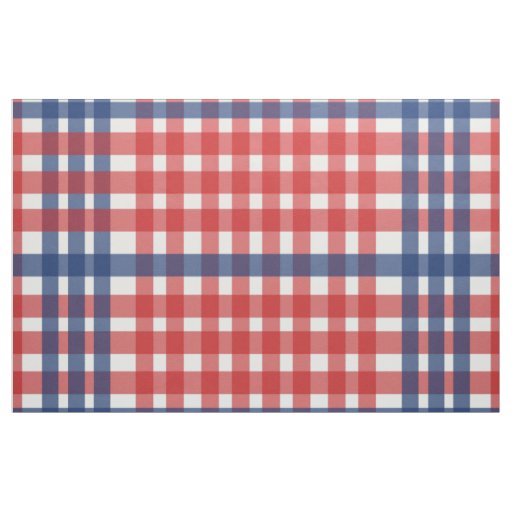 Red, White and Blue Gingham Plaid Fabric