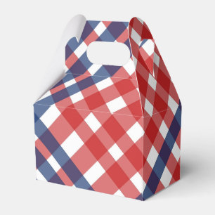 Red White and Blue Gingham Plaid Favor Boxes