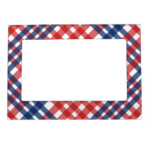Red White and Blue Gingham Plaid Magnetic Frame